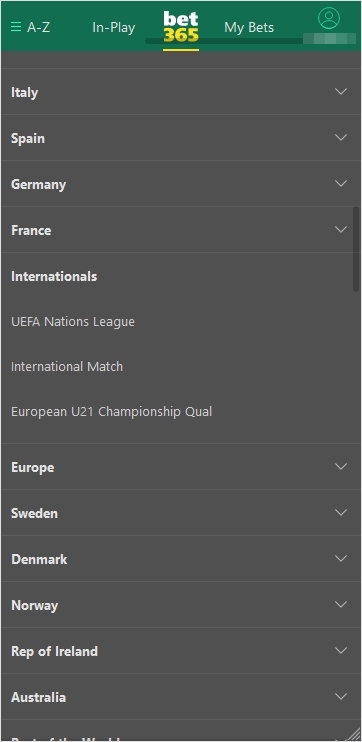 Example of available competitions